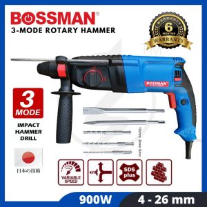 BOSSMAN Rotary Hammer Drill BGBH226 900W 3 Mode (6 MONTHS WARRANTY) UNTUK TEBUK DINDING SIMEN KONKRIT DRILLER ELEKTRIK