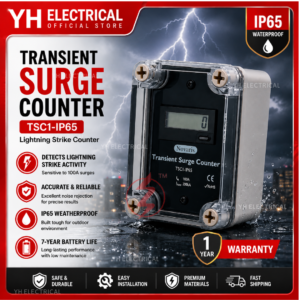 Novaris TSC1-IP65 Transient Surge Counter IP65 Lightning Strike Counter SPD Surge Protection Counter LCD 100A 200kA